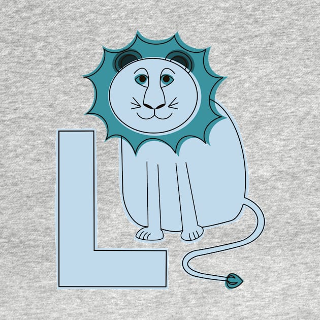 L is for Lion - Blue L Initial by Obstinate and Literate